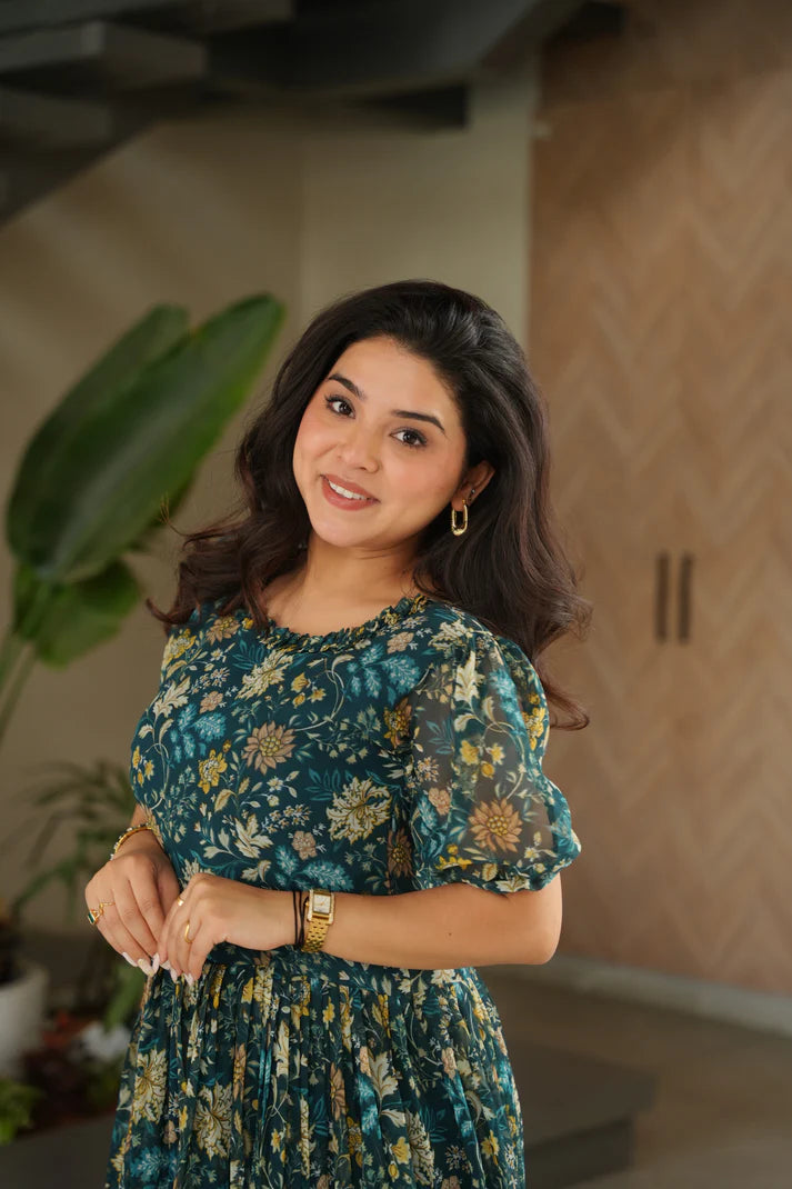FAUX GEORGETTE PRINTED GOWN FOR SUMMER(WD79)