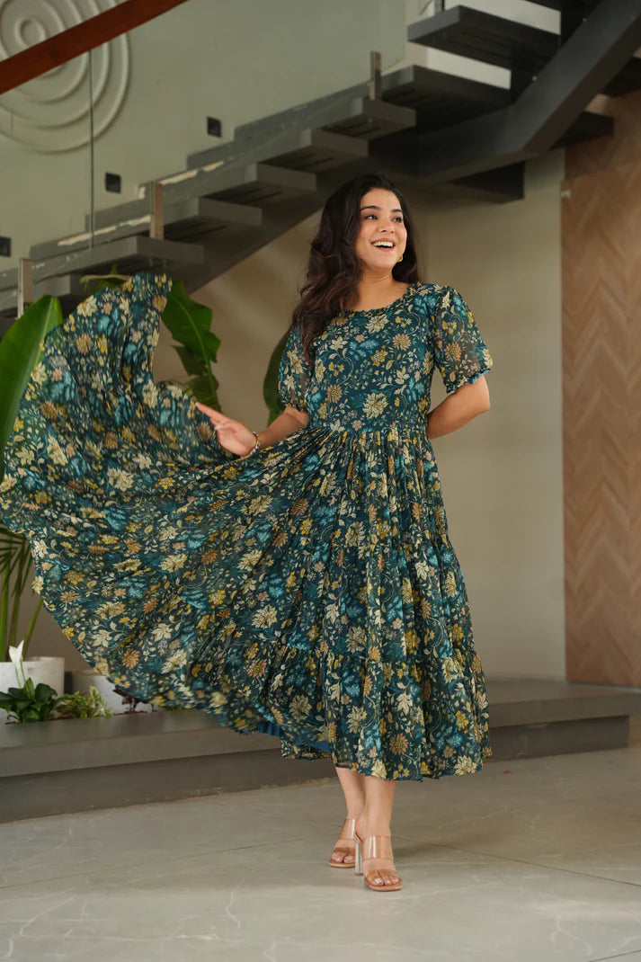 FAUX GEORGETTE PRINTED GOWN FOR SUMMER(WD79)