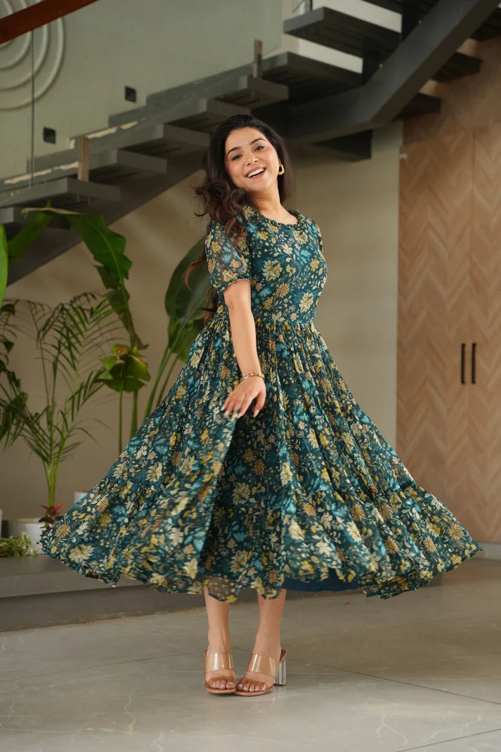FAUX GEORGETTE PRINTED GOWN FOR SUMMER(WD79)