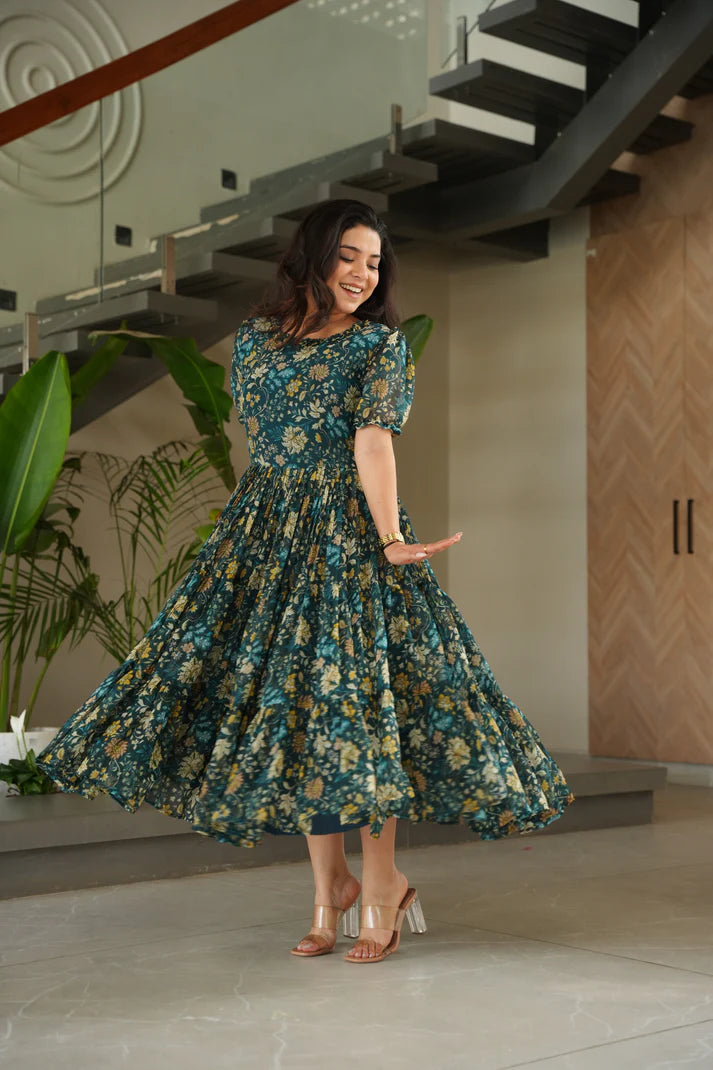 FAUX GEORGETTE PRINTED GOWN FOR SUMMER(WD79)