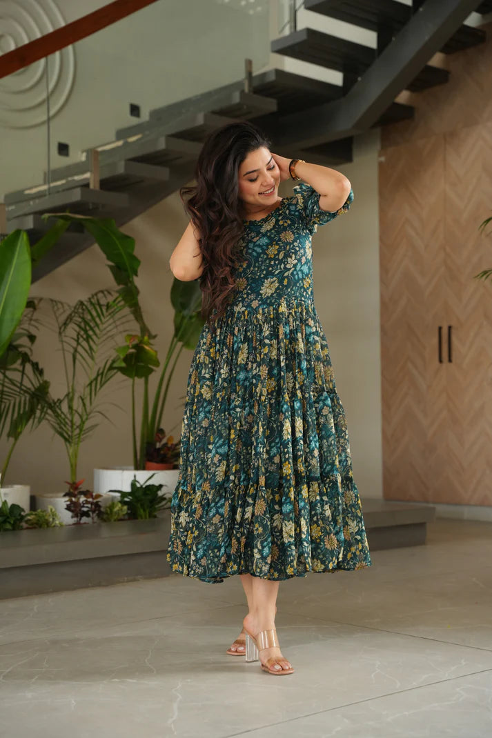 FAUX GEORGETTE PRINTED GOWN FOR SUMMER(WD79)