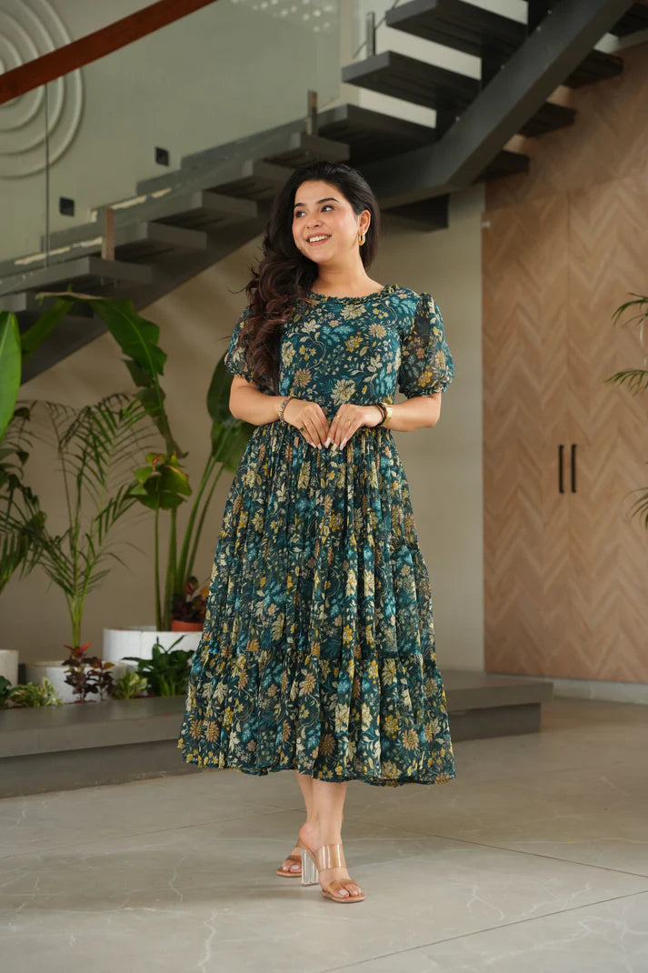 FAUX GEORGETTE PRINTED GOWN FOR SUMMER(WD79)