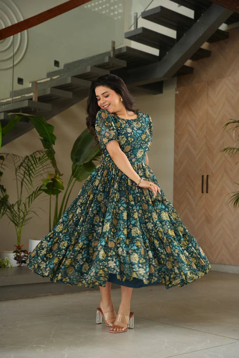 FAUX GEORGETTE PRINTED GOWN FOR SUMMER(WD79)