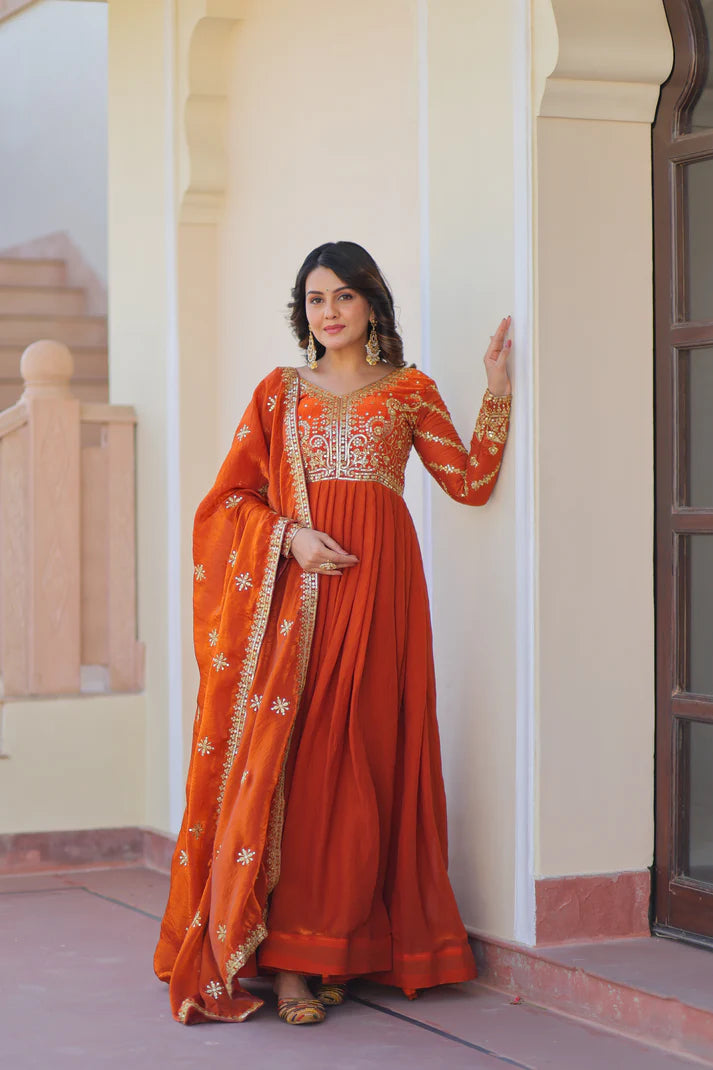 FENDY ZARI WITH SEQUINS EMBROIDERED GOWN WITH DUPATTA(WD62) (01)