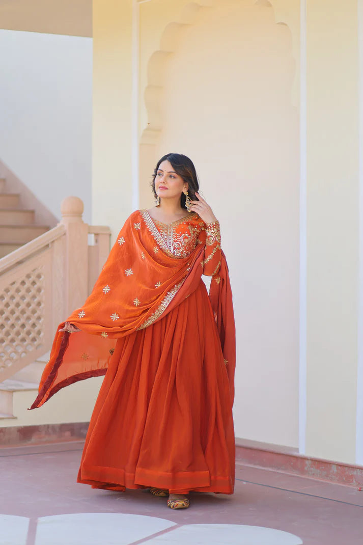 FENDY ZARI WITH SEQUINS EMBROIDERED GOWN WITH DUPATTA(WD62) (01)