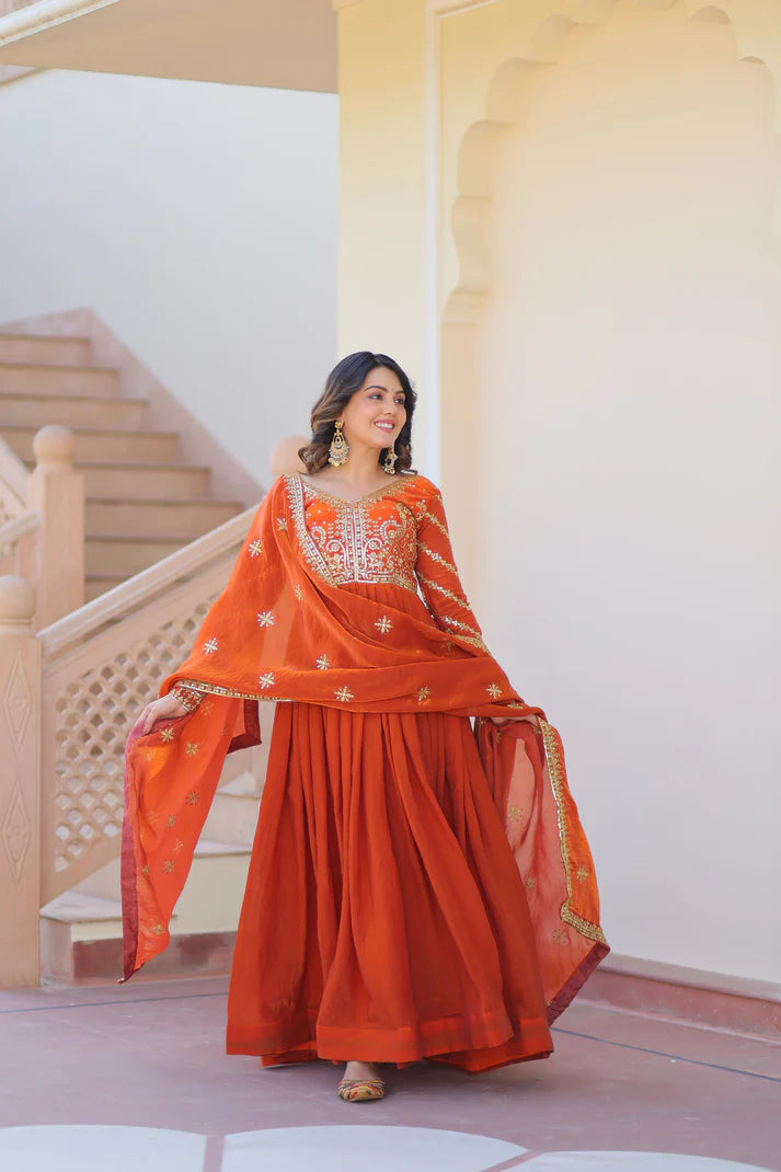 FENDY ZARI WITH SEQUINS EMBROIDERED GOWN WITH DUPATTA(WD62) (01)