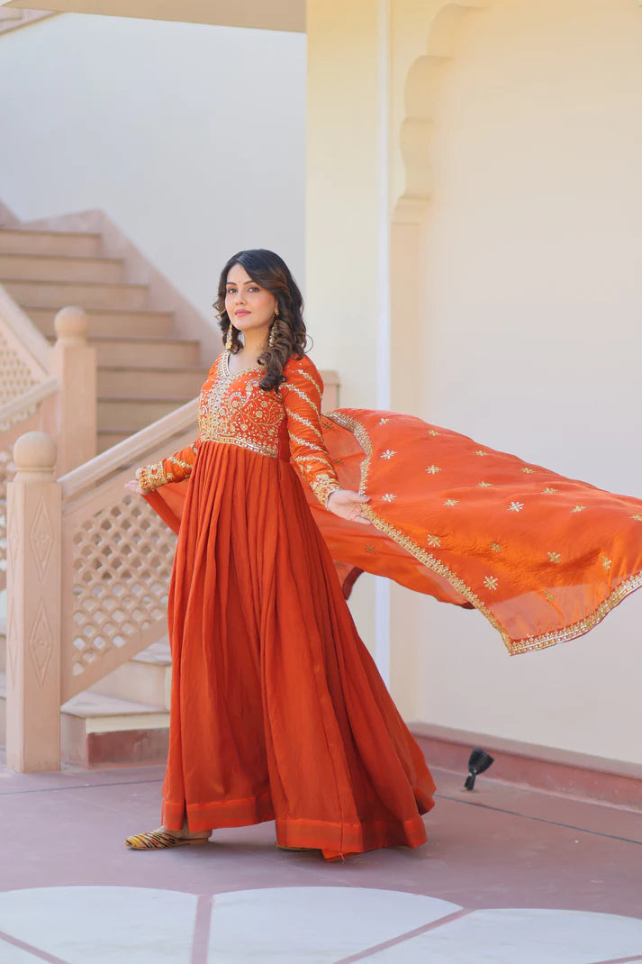 FENDY ZARI WITH SEQUINS EMBROIDERED GOWN WITH DUPATTA(WD62) (01)
