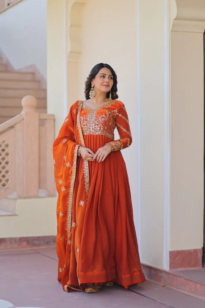 FENDY ZARI WITH SEQUINS EMBROIDERED GOWN WITH DUPATTA(WD62) (01)