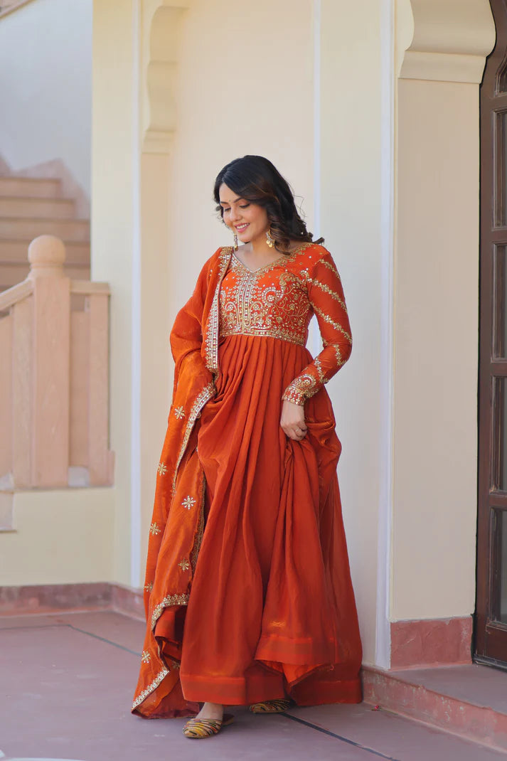 FENDY ZARI WITH SEQUINS EMBROIDERED GOWN WITH DUPATTA(WD62) (01)