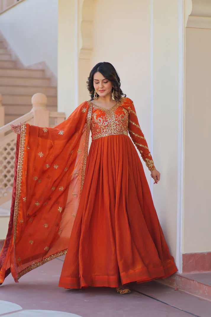 FENDY ZARI WITH SEQUINS EMBROIDERED GOWN WITH DUPATTA(WD62) (01)