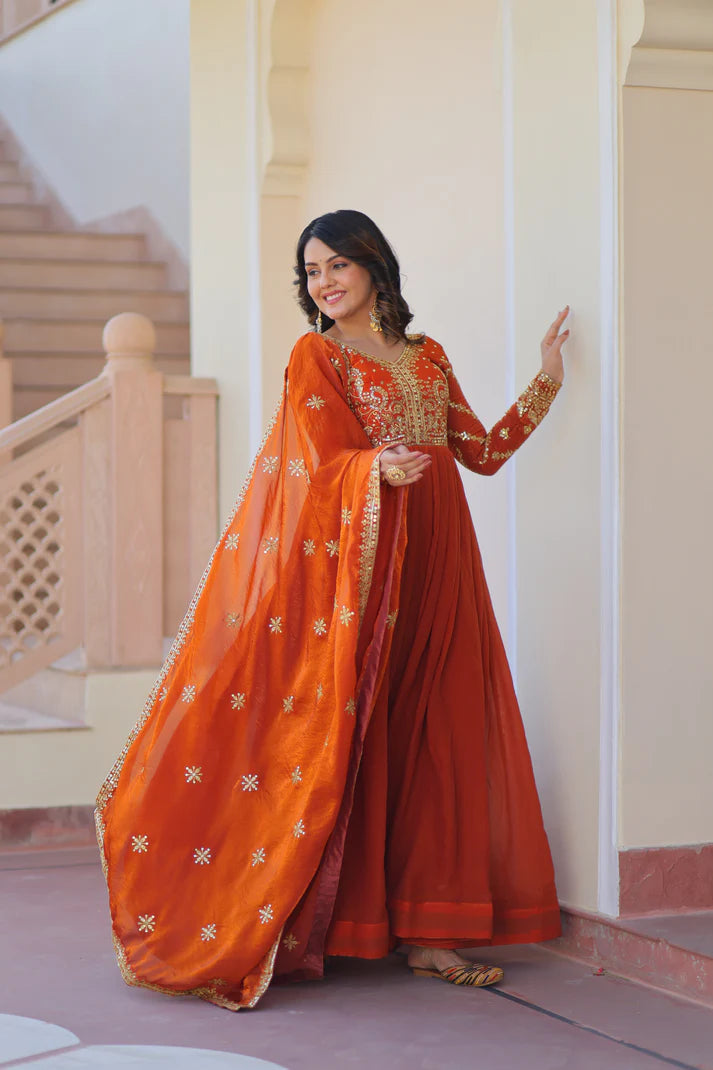 FENDY ZARI WITH SEQUINS EMBROIDERED GOWN WITH DUPATTA(WD62) (01)