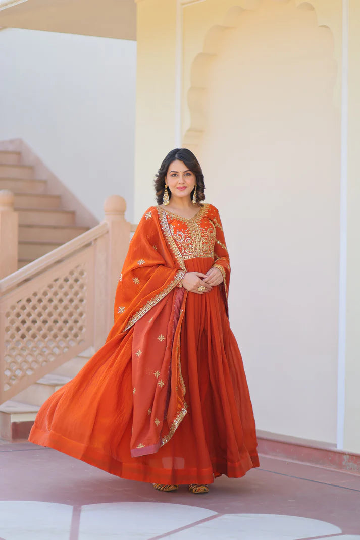 FENDY ZARI WITH SEQUINS EMBROIDERED GOWN WITH DUPATTA(WD62) (01)