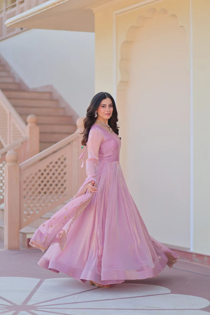 FENDY CHIFFON 12 KALI GOWN WITH EMBROIDERED DUPATTA (WD69)