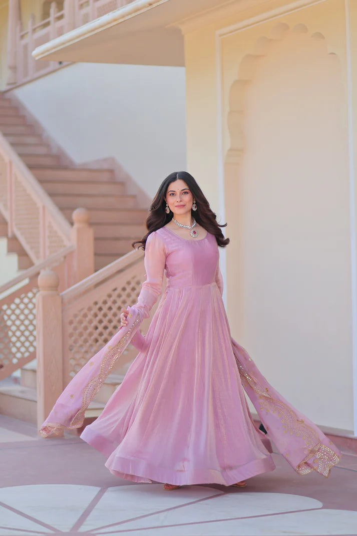 FENDY CHIFFON 12 KALI GOWN WITH EMBROIDERED DUPATTA (WD69)