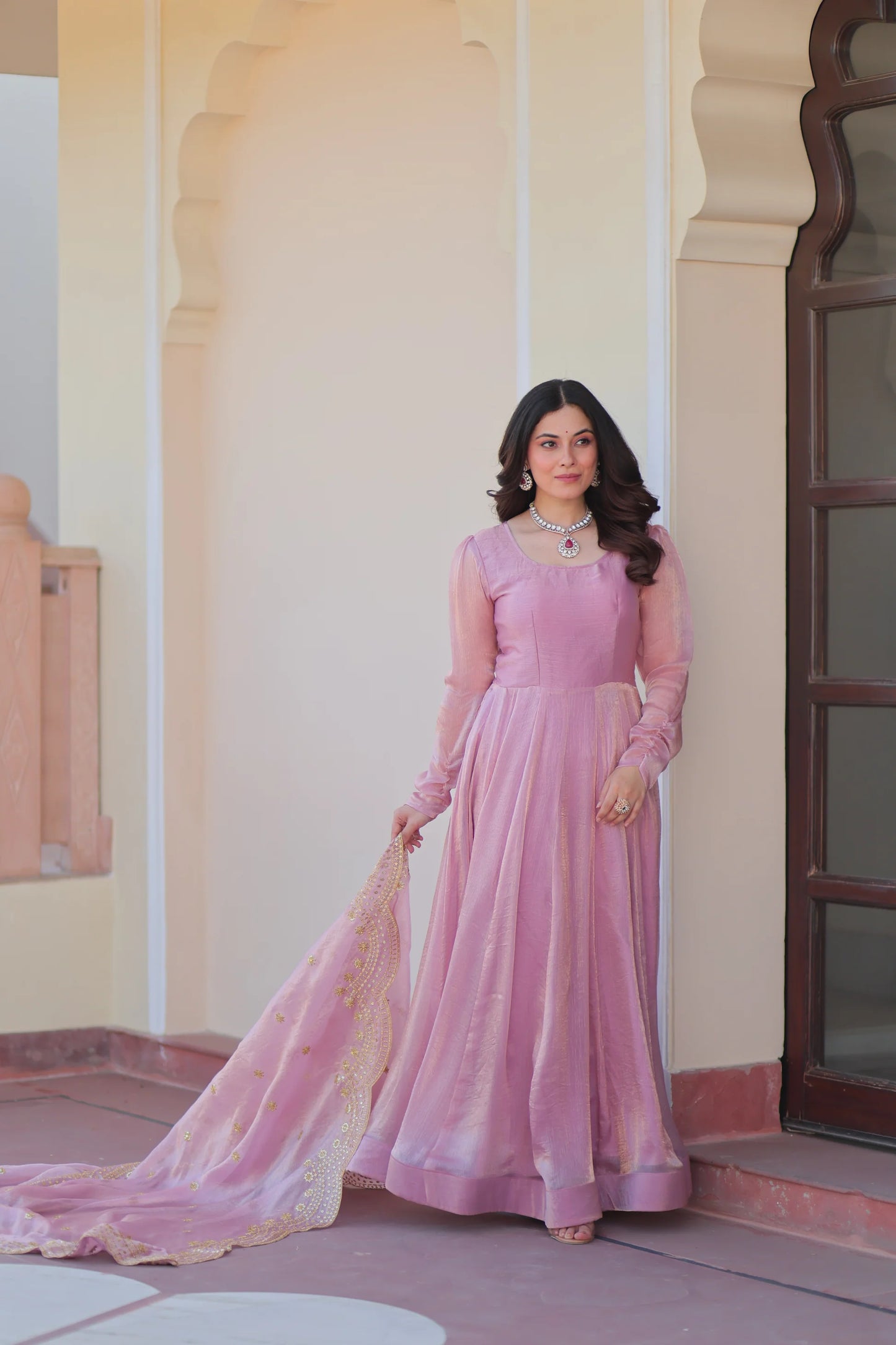 FENDY CHIFFON 12 KALI GOWN WITH EMBROIDERED DUPATTA (WD69)