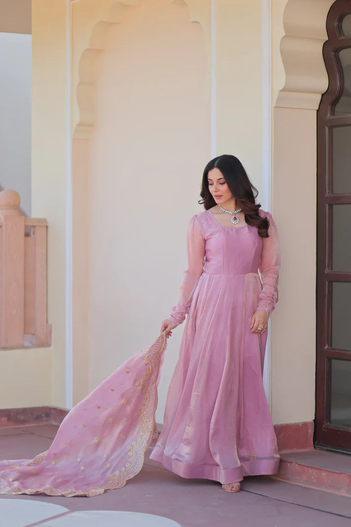 FENDY CHIFFON 12 KALI GOWN WITH EMBROIDERED DUPATTA (WD69)