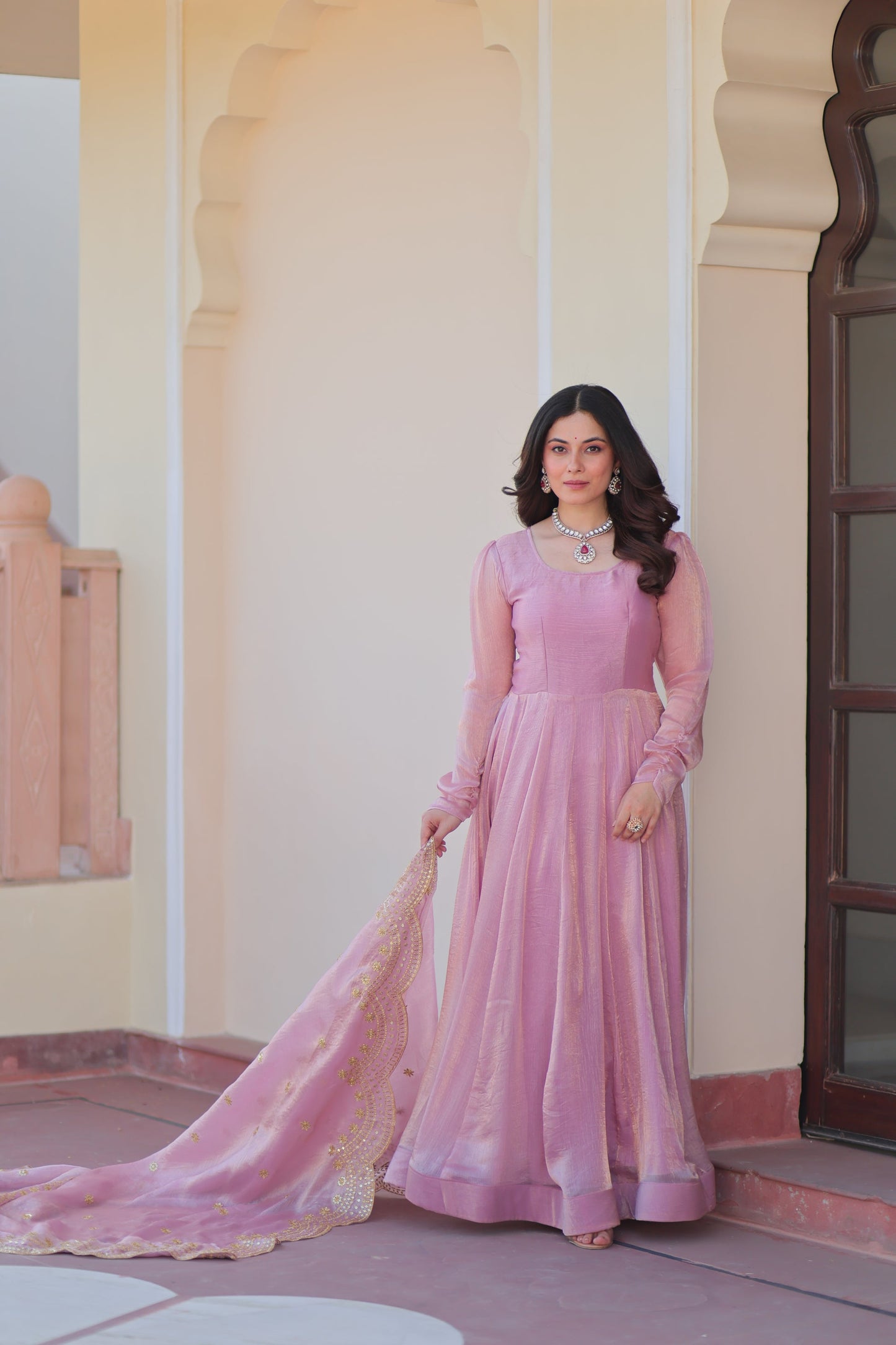 FENDY CHIFFON 12 KALI GOWN WITH EMBROIDERED DUPATTA (WDN45)