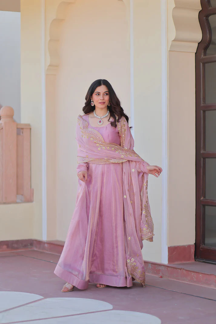 FENDY CHIFFON 12 KALI GOWN WITH EMBROIDERED DUPATTA (WD69)