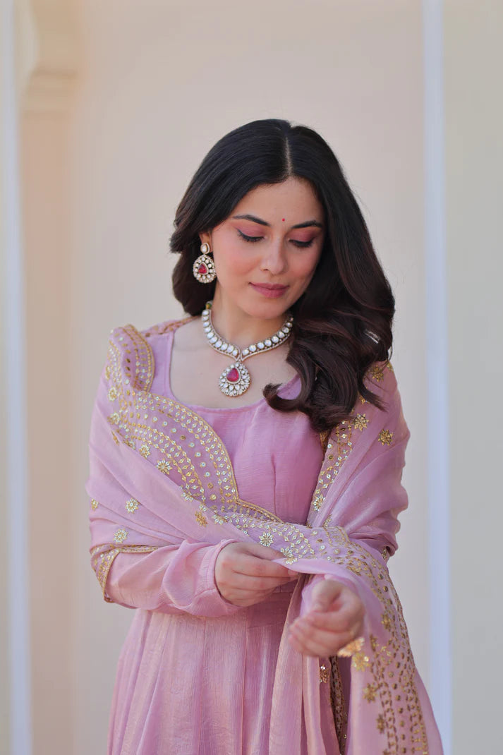 FENDY CHIFFON 12 KALI GOWN WITH EMBROIDERED DUPATTA (WD69)