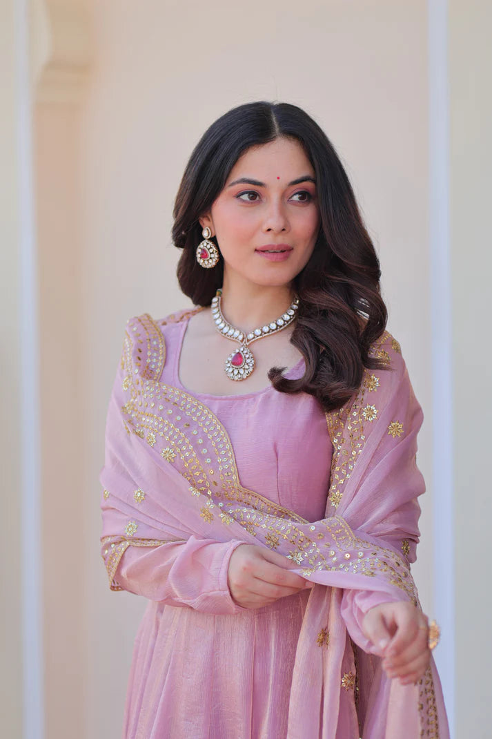 FENDY CHIFFON 12 KALI GOWN WITH EMBROIDERED DUPATTA (WD69)