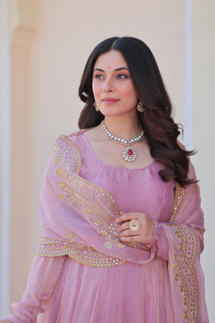FENDY CHIFFON 12 KALI GOWN WITH EMBROIDERED DUPATTA (WD69)