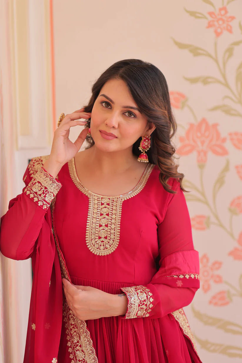 FESTIVAL SELLING BLOOMING GEORGETTE EMBROIDERED GOWN WITH DUPATTAWD187) 02
