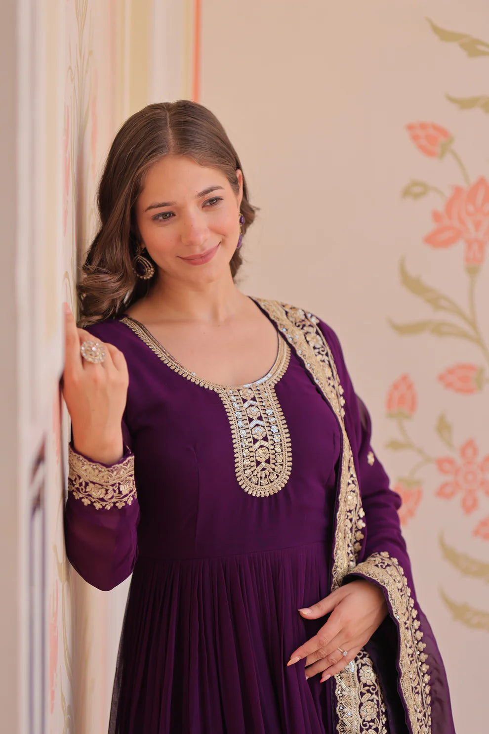 FESTIVAL SELLING BLOOMING GEORGETTE EMBROIDERED GOWN WITH DUPATTAWD187)