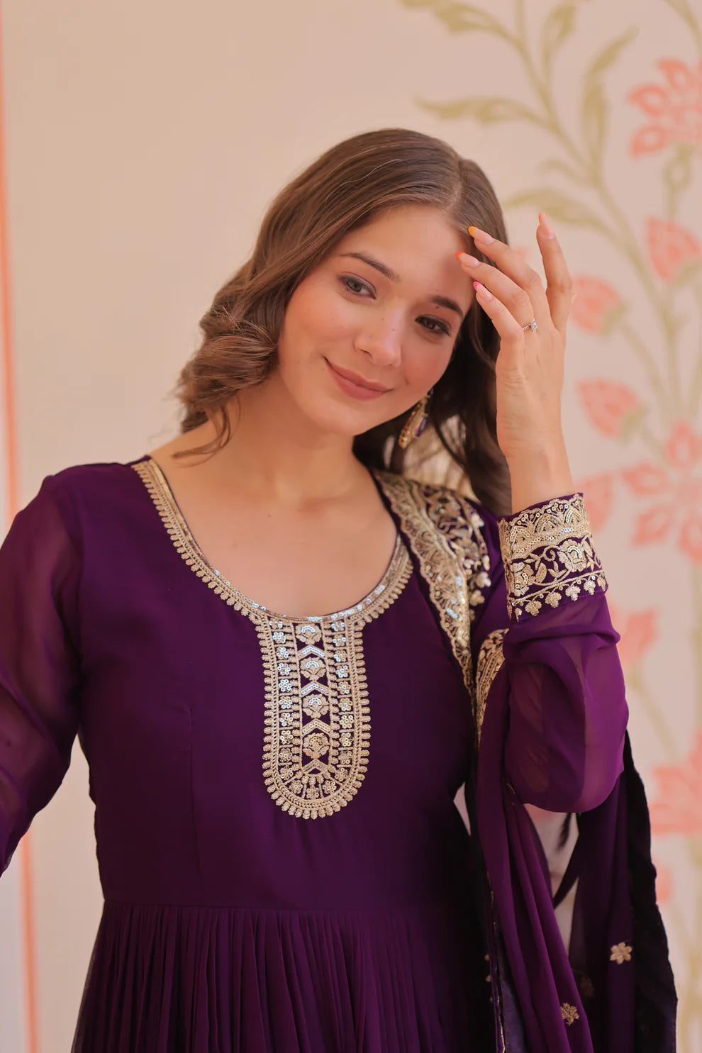 FESTIVAL SELLING BLOOMING GEORGETTE EMBROIDERED GOWN WITH DUPATTAWD187)