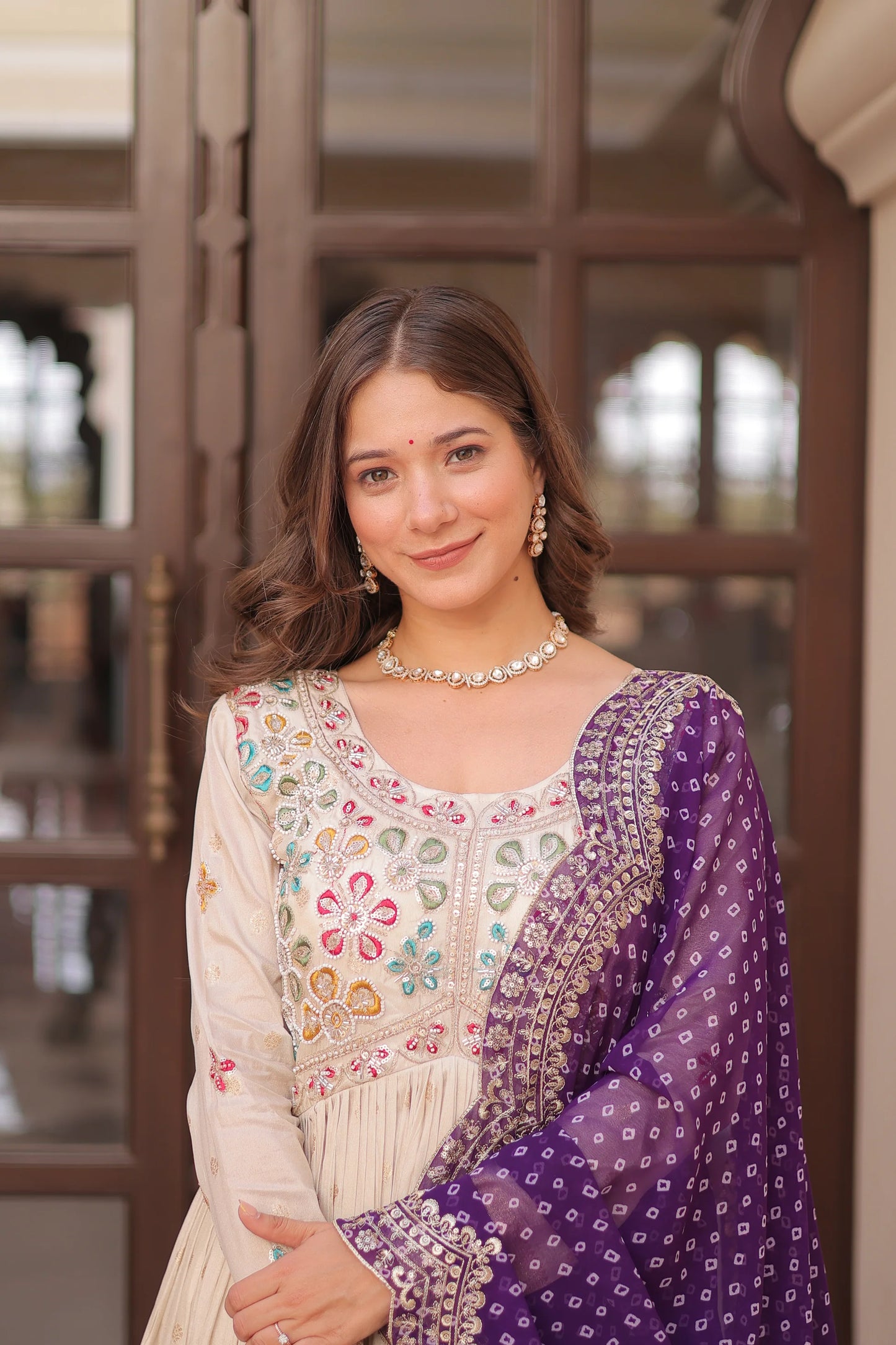 FESTIVE SPECIAL COSMOS WEAVING PEARL BEADS EMBROIDERED GOWN WITH DUPATTA(WD178) 01