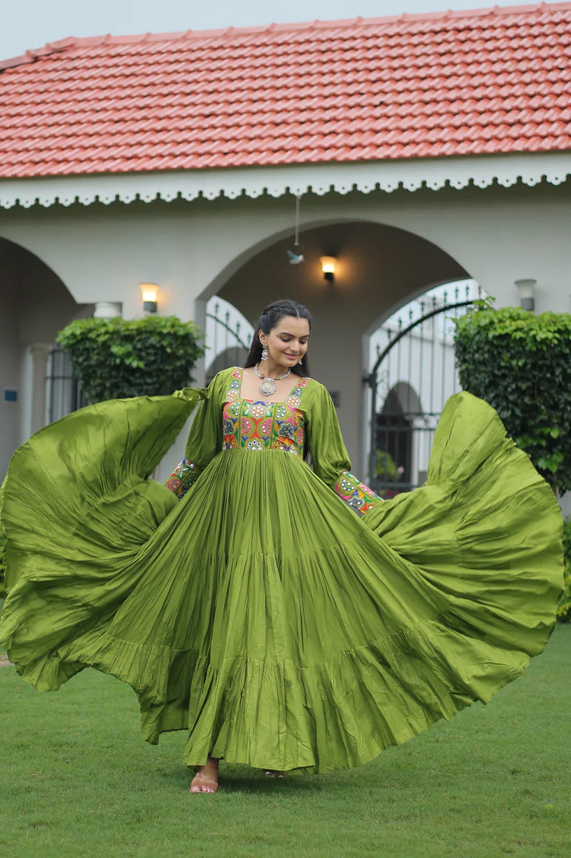 NAVRATRI SPECIAL GAMTHI KUTCHI WORK RAYON GOWN (WD182) 02