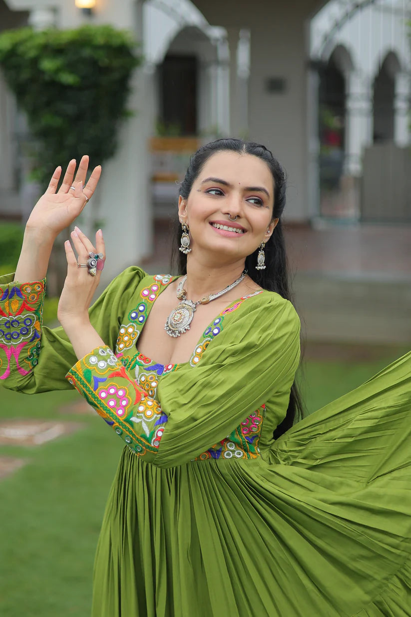 NAVRATRI SPECIAL GAMTHI KUTCHI WORK RAYON GOWN (WD182) 02