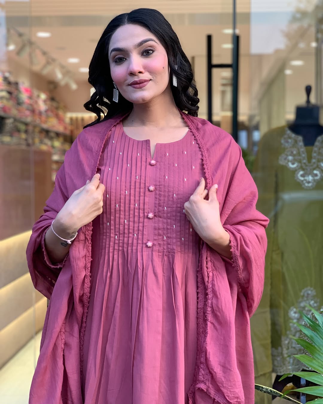 We presents a stunning Cotton anarkali Suit Set-a perfect blend of traditional patterns