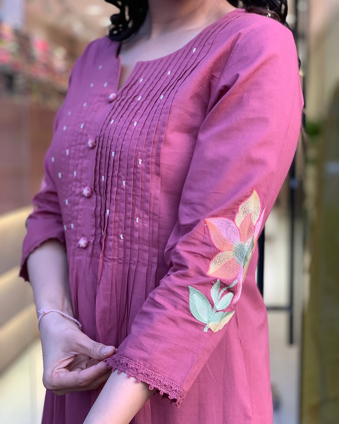 We presents a stunning Cotton anarkali Suit Set-a perfect blend of traditional patterns