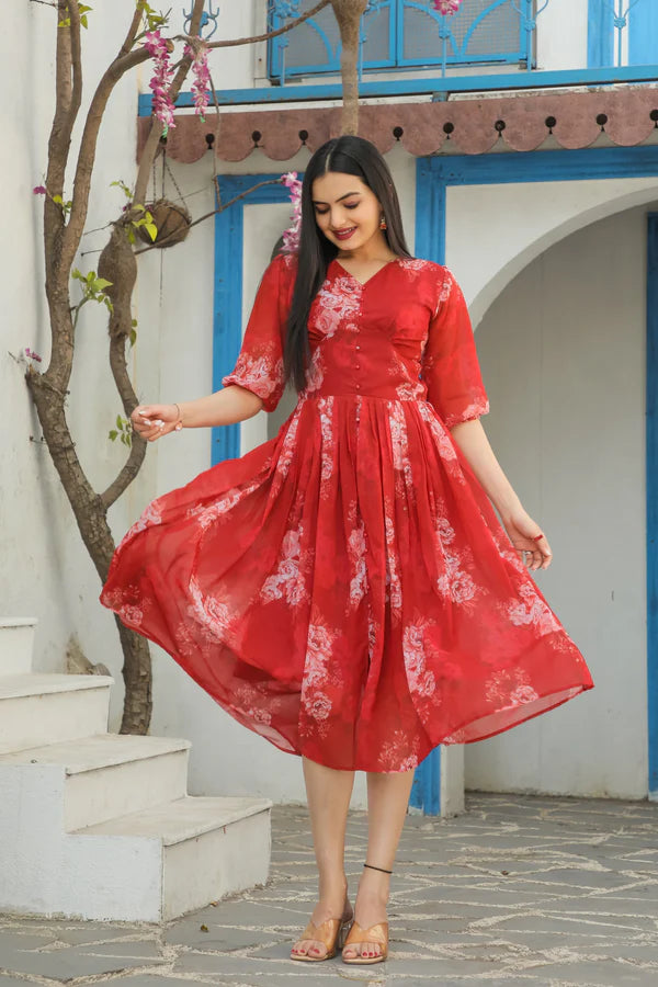 Womensavtar floral print A-line maxi dresses