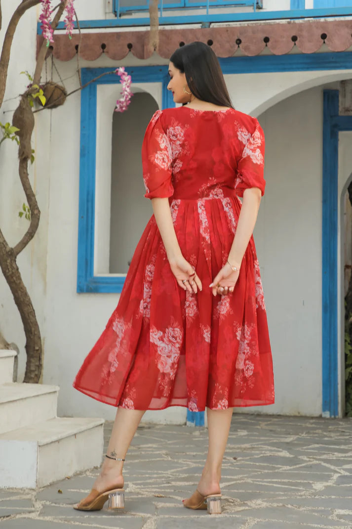 Womensavtar floral print A-line maxi dresses