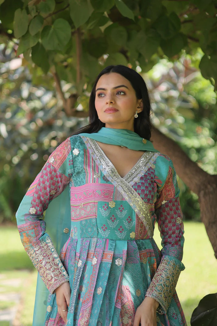 Womensavtar Premium Designer Readymade Gown-Dupatta