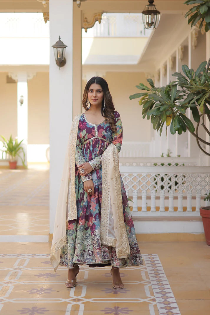 PREMIUM READYMADE ALIA CUT GOWN WITH DUPATTA SET(WD17)