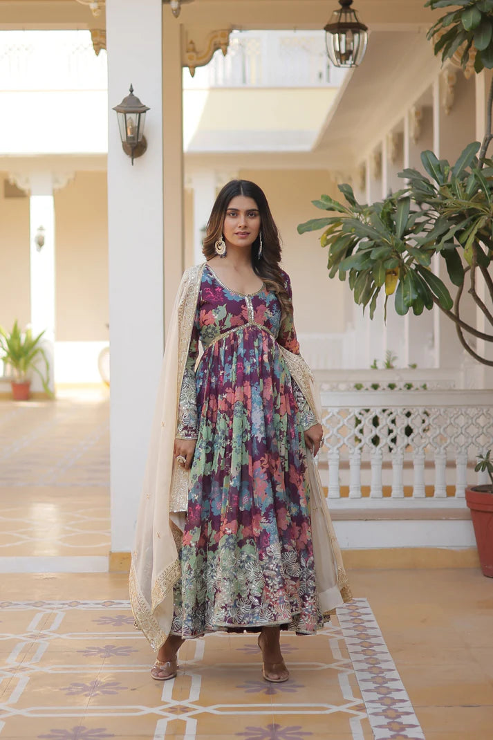 PREMIUM READYMADE ALIA CUT GOWN WITH DUPATTA SET(WD17)