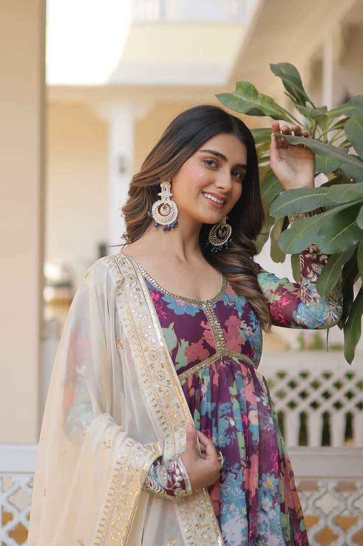 PREMIUM READYMADE ALIA CUT GOWN WITH DUPATTA SET(WD17)