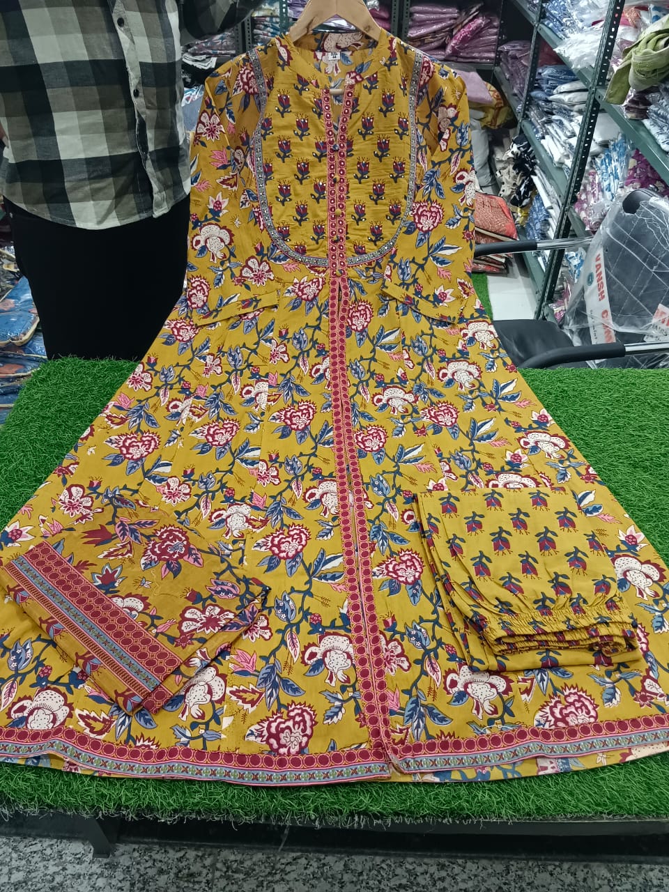 Presenting New Cotton Festival Collection In Pure Cotton With Hand And Adda mirror Work kurti And pant Dupatta Set Fully Stitched Ready To Wear 🔥😍🥰(WARED237)