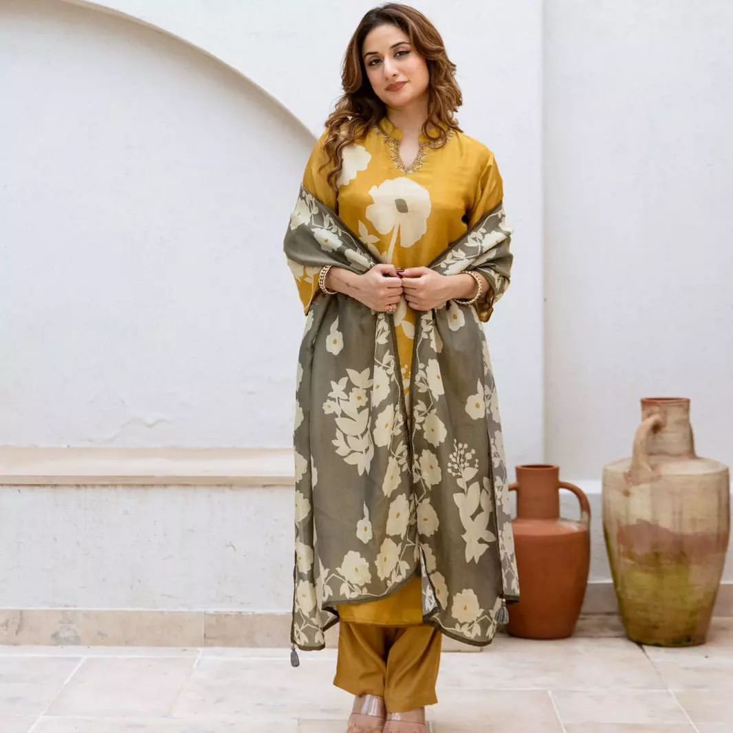 Beautiful pure cotton kurti pant dupatta set๐(WARED214)
