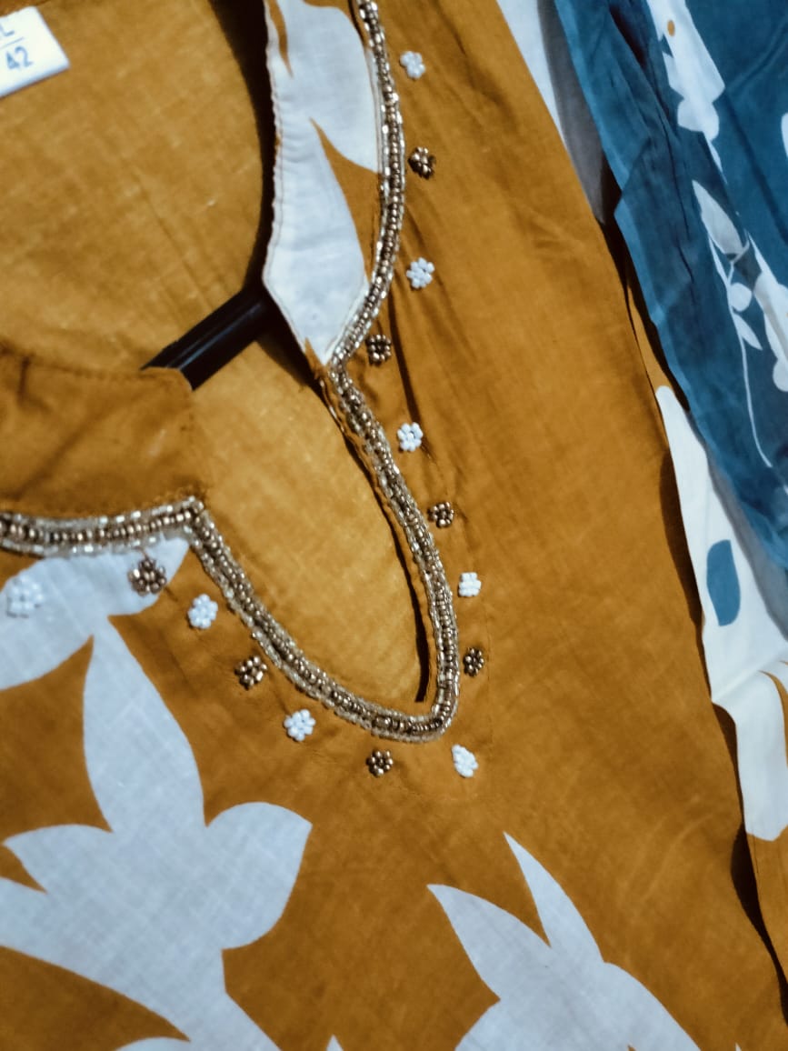 Beautiful pure cotton kurti pant dupatta set๐(WARED214)