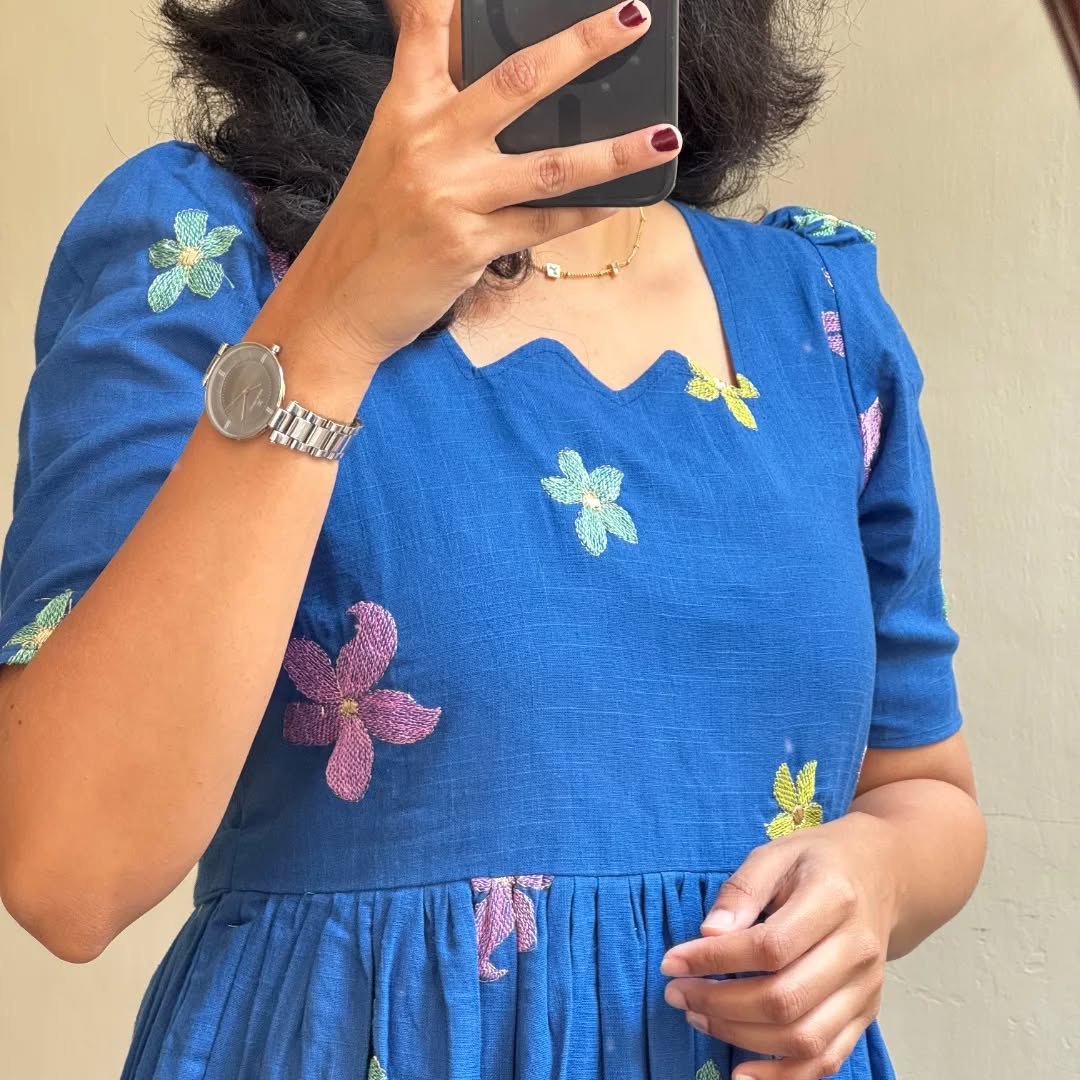 look stylish and walk in comfort with our New multi colour flower on Introducing Cotton with thread work embroidery, (WACD65)