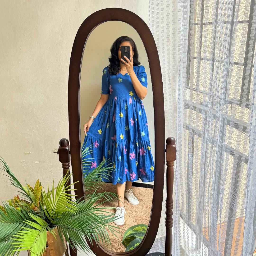 look stylish and walk in comfort with our New multi colour flower on Introducing Cotton with thread work embroidery, (WACD65)
