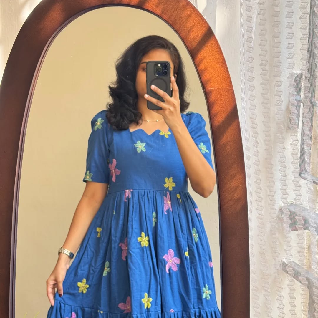 look stylish and walk in comfort with our New multi colour flower on Introducing Cotton with thread work embroidery, (WACD65)