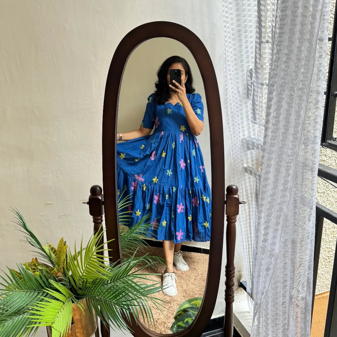 look stylish and walk in comfort with our New multi colour flower on Introducing Cotton with thread work embroidery, (WACD65)