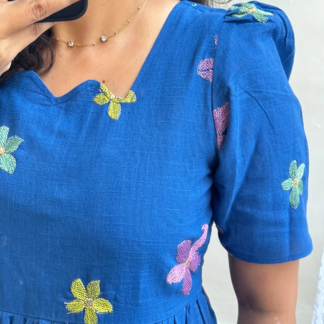 look stylish and walk in comfort with our New multi colour flower on Introducing Cotton with thread work embroidery, (WACD65)