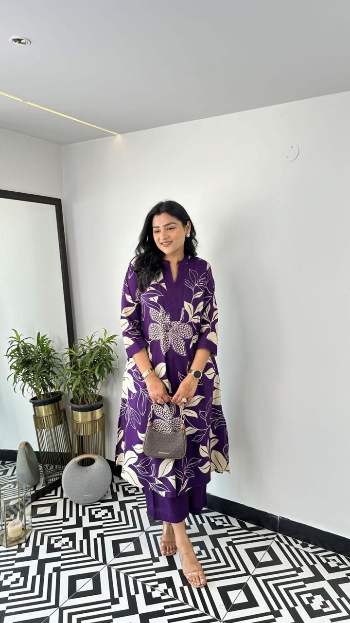Pure Cotton Kurta Pant plazo in Beautiful Floral Prints. Must Have in Your Wardrobe For Your Daily Wear Office Wear (WACD58)