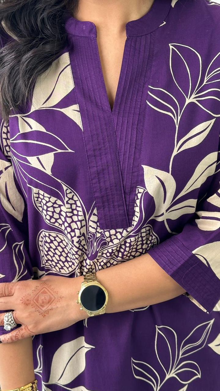 Pure Cotton Kurta Pant plazo in Beautiful Floral Prints. Must Have in Your Wardrobe For Your Daily Wear Office Wear (WACD58)