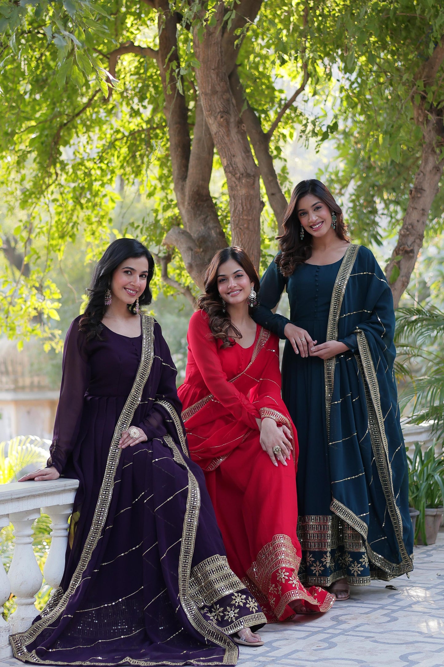 Faux Blooming Gown with Dupatta With Attractive Embroidered work.๐